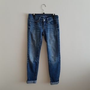 Lightly distressed American Eagle skinny jeans